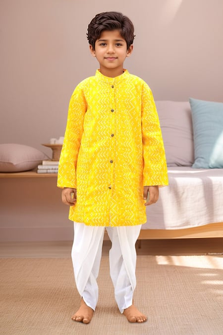 Petite Pomme Designer Yellow Sherwani Set 
