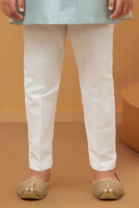 Buy_Petite Pomme_Green Silk, Cotton Embroidery Sea Sherwani Set _Online_at_Aza_Fashions