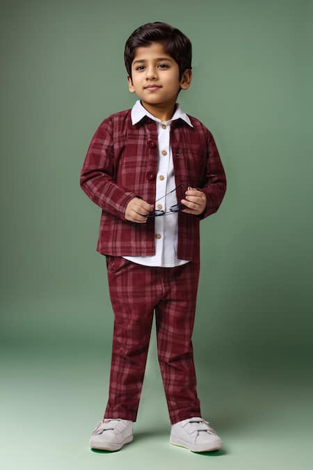 Petite Pomme Maroon Corduroy Boys Suit Set 