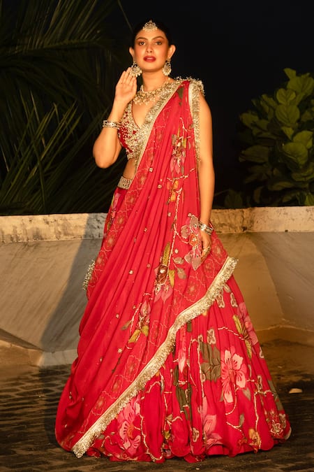 Tanu Malhotra Floral Printed Lehenga Set 