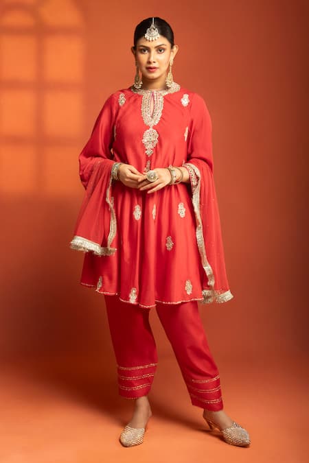 Tanu Malhotra Embroidered Flared Kurta Salwar Set 