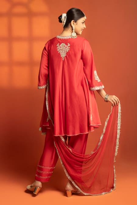 Tanu Malhotra Embroidered Flared Kurta Salwar Set 