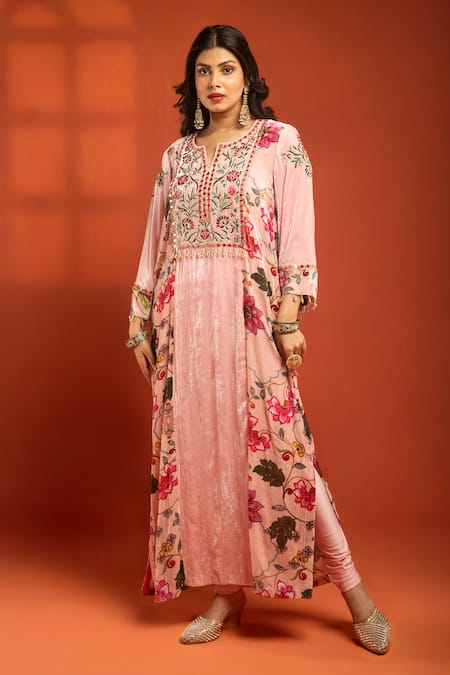 Tanu Malhotra Printed Side-Panel Kurta & Churidar Set 