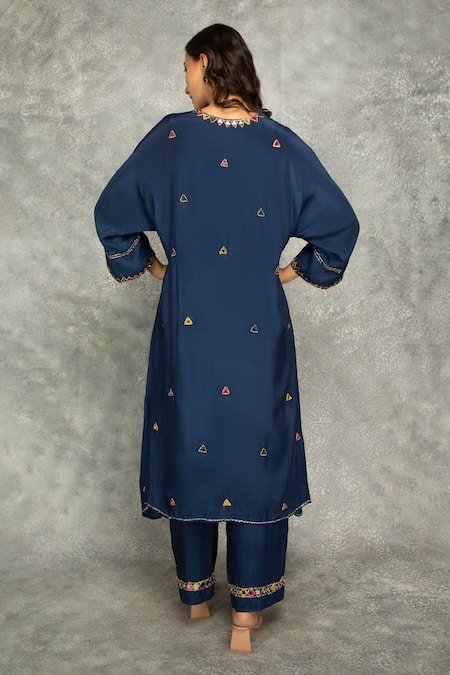 Tanu Malhotra Crepe Mirror Work Kaftan Kurta & Pant Set 