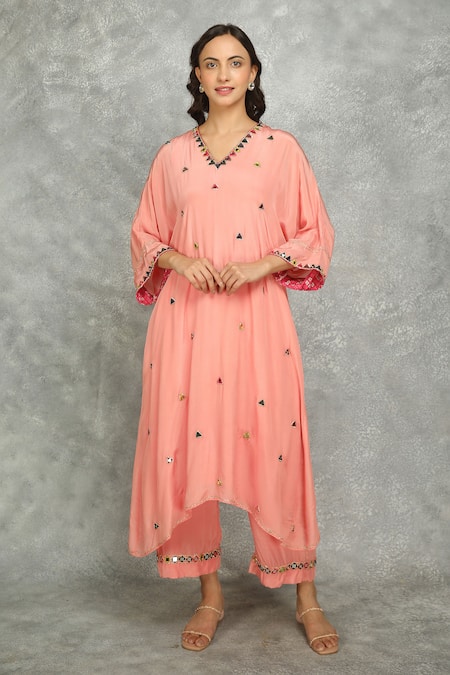 Tanu Malhotra High Low Kaftan & Pant Set  