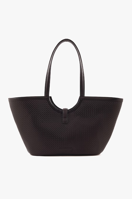 Tan & Loom Amalfi Warm Black Leather Tote Bag 