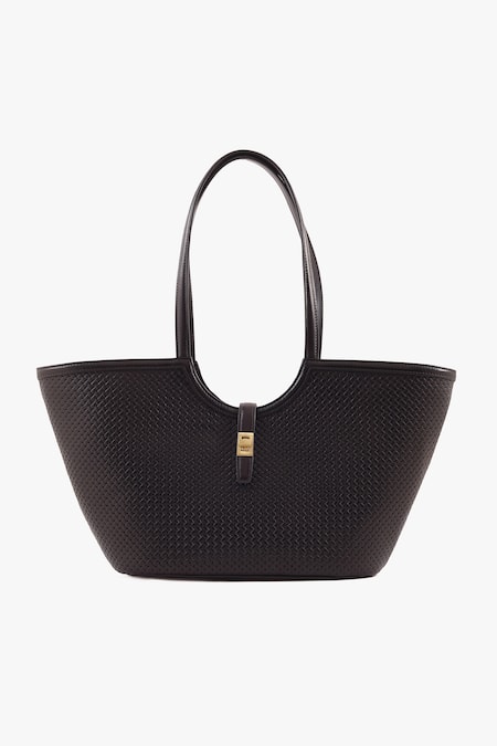 Buy_Tan & Loom_Black Amalfi Warm Leather Tote Bag _Online_at_Aza_Fashions