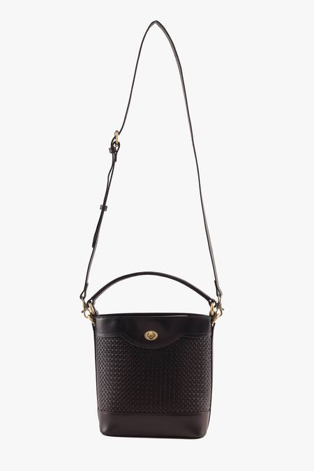 Buy_Tan & Loom_Black Portobello Warm Leather Bucket Bag _Online_at_Aza_Fashions