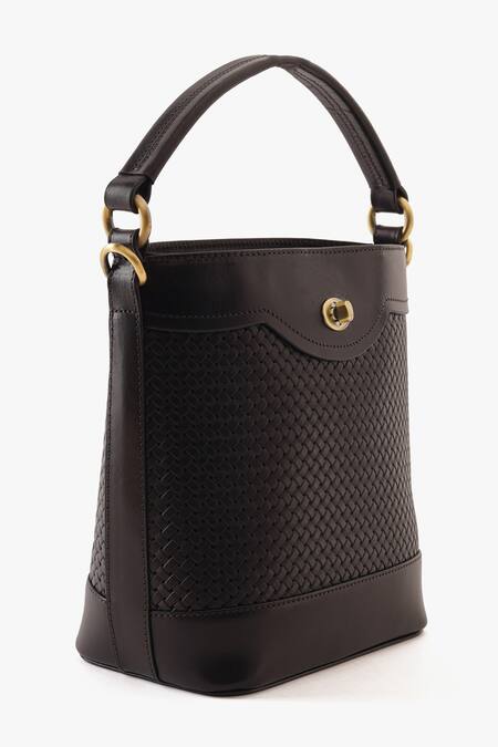 Tan & Loom_Black Portobello Warm Leather Bucket Bag _at_Aza_Fashions