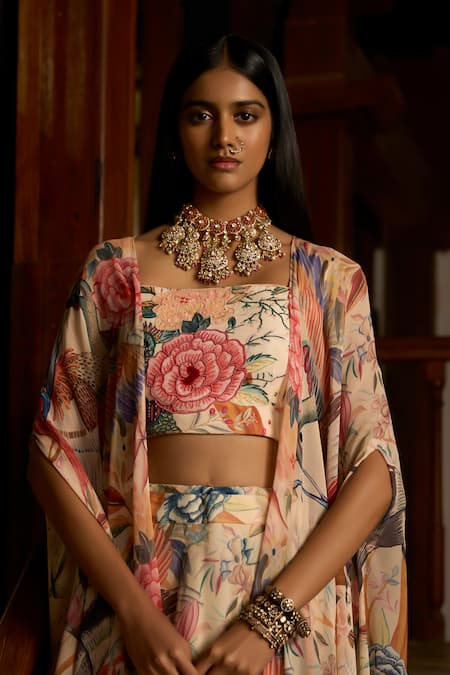 Saangi Dior Symphony Flowing Shrug Skirt Set 