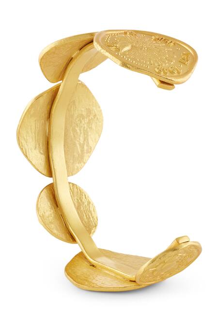 Buy_Mnsh_Gold Plated Mor Shakti Coin Cuff _Online_at_Aza_Fashions