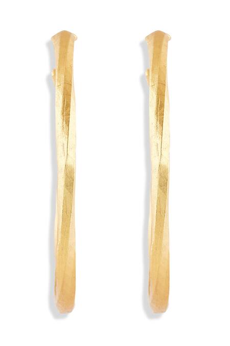 Mnsh_Gold Plated Shakti Textured Hoop Earrings _Online_at_Aza_Fashions