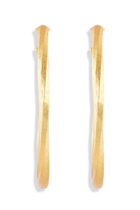 Mnsh_Gold Plated Shakti Textured Large Hoop Earrings _Online_at_Aza_Fashions