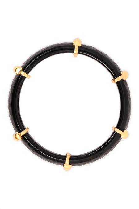 Mnsh_Black Crystals Midnight Stud Glass Bangles- Set Of 2 _Online_at_Aza_Fashions