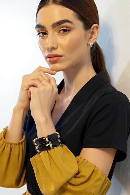 Mnsh Midnight Stud Glass Bangles- Set of 2 