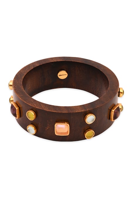 Mnsh Gemstone Wooden Bangle 