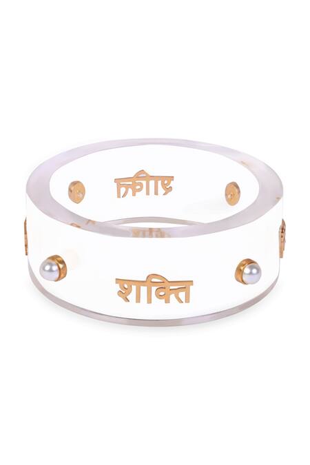 Mnsh_White Pearls Shakti Nidar Resin Bangle - Single Pc _Online_at_Aza_Fashions