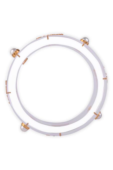 Buy_Mnsh_White Pearls Shakti Nidar Resin Bangle - Single Pc _Online_at_Aza_Fashions
