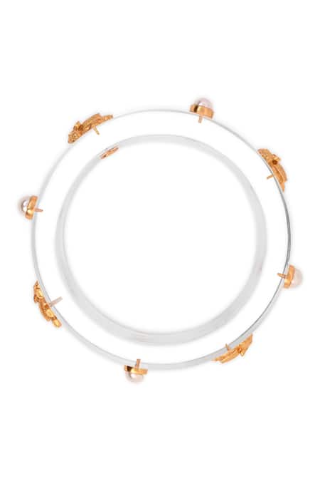 Buy_Mnsh_Gold Plated Pearls Hathi Luxe Resin Bracelet - Single Pc _Online_at_Aza_Fashions