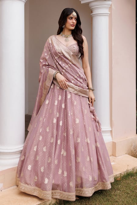 Meenagurnam Sequin Hand Embellished Lehenga Set 