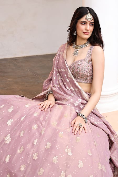 Buy Meenagurnam Purple Tissue Embroidery, Sequins, Zari, Stones Hand Embellished Lehenga Set Online at Aza Fashions Buy_Meenagurnam_Purple Tissue Embroidery, Sequins, Zari, Stones Hand Embellished Lehenga Set _Online_at_Aza_Fashions