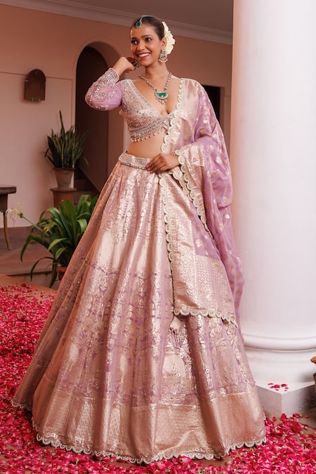 Meenagurnam Mirror & Sequin Hand Embellished Lehenga Set 