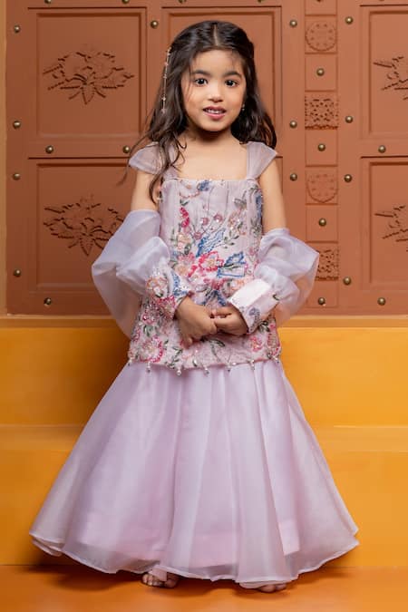 Kirti Agarwal - Pret N Couture Floral Embroidered Kurta Lehenga Set 