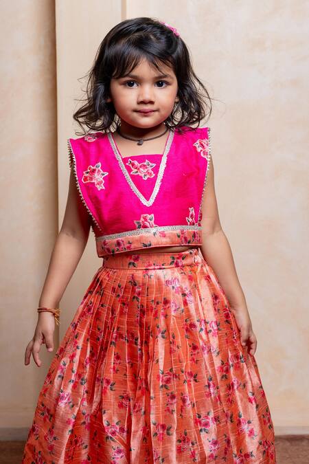 Buy Kirti Agarwal - Pret N Couture Pink Silk Embroidery, Zari, Beads, Lace Floral Blouse And Printed Lehenga Set Online at Aza Fashions Buy_Kirti Agarwal - Pret N Couture_Pink Silk Embroidery, Zari, Beads, Lace Floral Blouse And Printed Lehenga Set _Online_at_Aza_Fashions