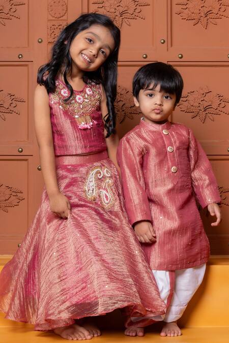 Kirti Agarwal - Pret N Couture Maroon Tissue, Silk Embroidery, Tassels, Zari Hand Floral Blouse And Lehenga Set at Aza Fashions Kirti Agarwal - Pret N Couture_Maroon Tissue, Silk Embroidery, Tassels, Zari Hand Floral Blouse And Lehenga Set _at_Aza_Fashions