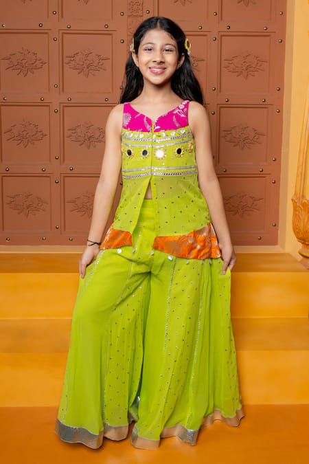 Kirti Agarwal - Pret N Couture Brocade & Georgette Mirror Work Kurta Sharara Set 