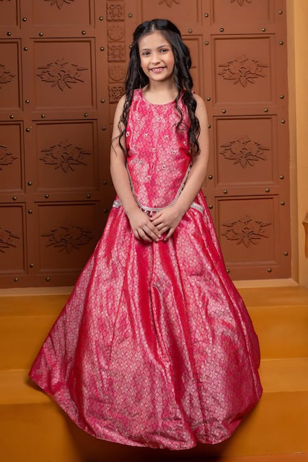 Kirti Agarwal - Pret N Couture Brocade Zari Motif Blouse & Jacquard Lehenga Set 