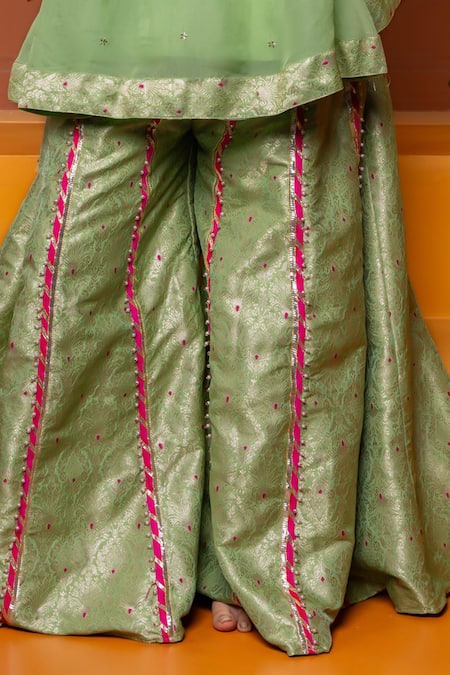 Buy Kirti Agarwal - Pret N Couture Green Organza, Satin, Brocade Sequins, Zari, Lace Kurta And Sharara Set Online at Aza Fashions Buy_Kirti Agarwal - Pret N Couture_Green Organza, Satin, Brocade Sequins, Zari, Lace Kurta And Sharara Set _Online_at_Aza_Fashions