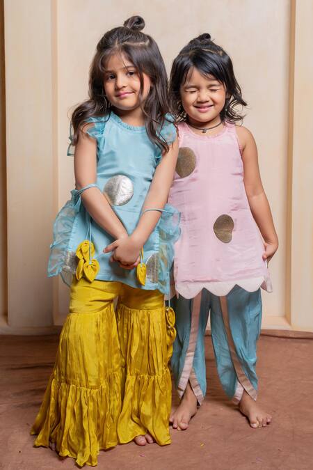 Kirti Agarwal - Pret N Couture Pink Crepe, Silk Polka Dot Kurta And Dhoti Pant Set at Aza Fashions Kirti Agarwal - Pret N Couture_Pink Crepe, Silk Polka Dot Kurta And Dhoti Pant Set _at_Aza_Fashions