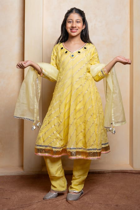 Kirti Agarwal - Pret N Couture Yellow Organza, Viscose, Shantoon Mirrors, Embroidered Anarkali Kurta Set at Aza Fashions Kirti Agarwal - Pret N Couture_Yellow Organza, Viscose, Shantoon Mirrors, Embroidered Anarkali Kurta Set _at_Aza_Fashions