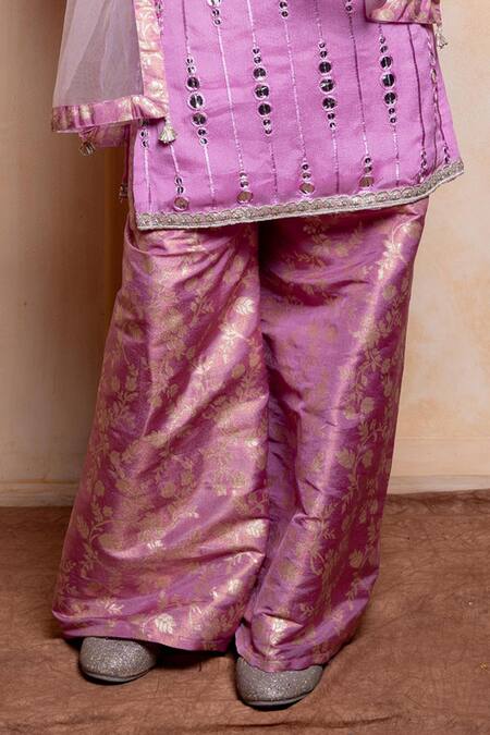 Buy Kirti Agarwal - Pret N Couture Lavender Chinon, Brocade, Silk, Net Mirrors, Sequins, Kurta Sharara Set Online at Aza Fashions Buy_Kirti Agarwal - Pret N Couture_Lavender Chinon, Brocade, Silk, Net Mirrors, Sequins, Kurta Sharara Set _Online_at_Aza_Fashions