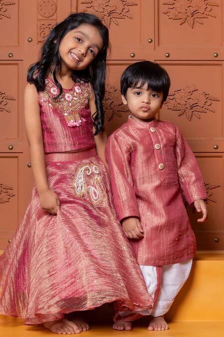 Buy Kirti Agarwal - Pret N Couture Maroon Tissue, Silk, Cotton Sequins, Shimmery Kurta And Dhoti Pant Set Online at Aza Fashions Buy_Kirti Agarwal - Pret N Couture_Maroon Tissue, Silk, Cotton Sequins, Shimmery Kurta And Dhoti Pant Set _Online_at_Aza_Fashions