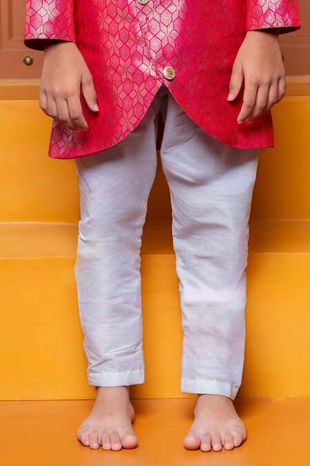 Kirti Agarwal - Pret N Couture_Pink Brocade, Silk, Cotton Zari Geometric Kurta And Churidar Set _Online_at_Aza_Fashions