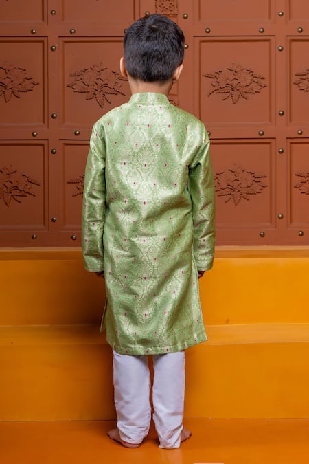 Kirti Agarwal - Pret N Couture Brocade Silk Woven Motif Kurta Pyjama Set 