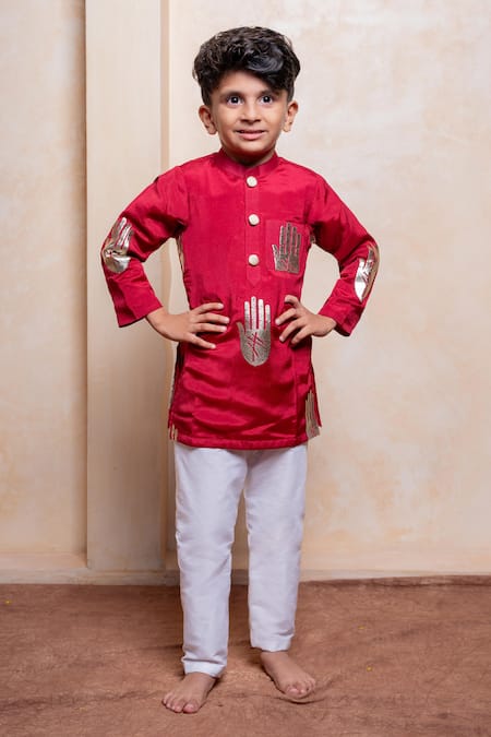 Kirti Agarwal - Pret N Couture Hand Motif Embroidered Kurta Pyjama Set 