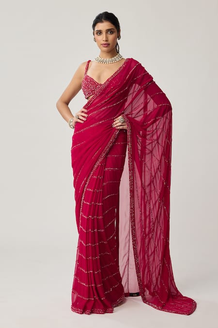 Vvani By Vani Vats Crystal Saree With Embroidered Blouse 