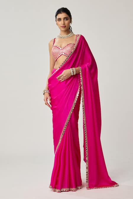 Vvani By Vani Vats Mirror Bordered Saree With Gota Blouse 