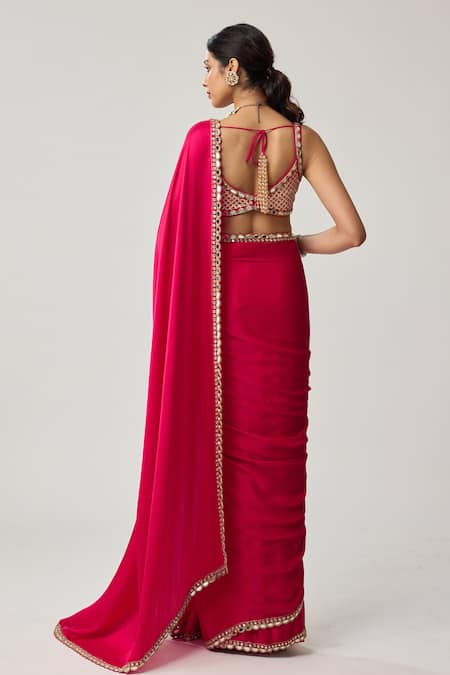 Vvani By Vani Vats Mirror Bordered Saree With Gota Blouse 