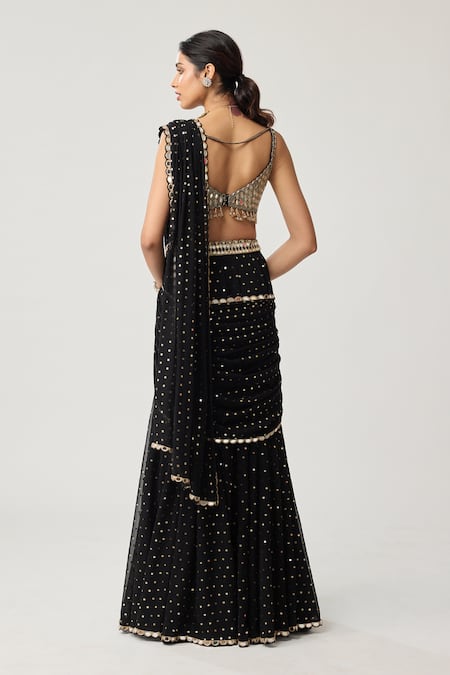 Vvani By Vani Vats Pre-Draped Sequin Flared Pant Saree With Blouse 