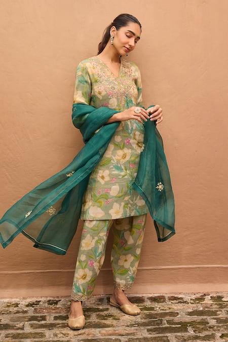 Dohr India Gulbaagh Floral Printed Kurta Salwar Set 