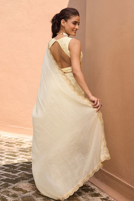 Dohr India Alisha Organza Dori & Zari Embroidered Saree With Blouse 