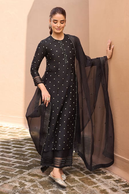 Dohr India Chand Jacquard Kurta & Palazzo Set 