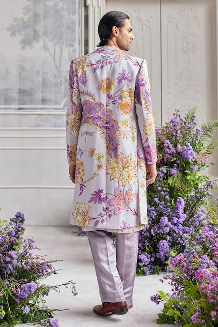 Mahima Mahajan Sami Fanah Print Hand Embroidered Sherwani Kurta Set 