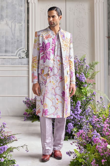Mahima Mahajan Sami Fanah Print Hand Embroidered Sherwani Kurta Set 