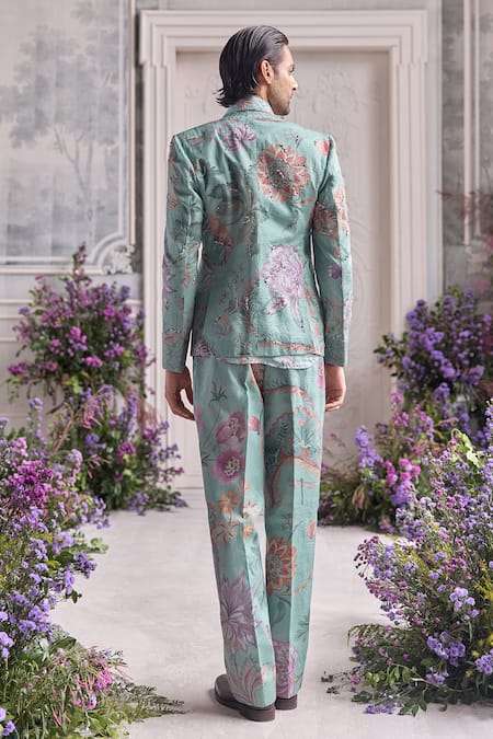 Mahima Mahajan Arhaan Quilted Hand Embroidered Blazer Pant Set 