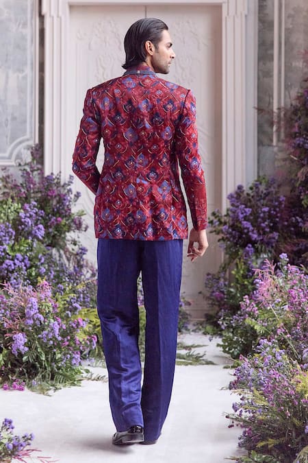 Mahima Mahajan Ismail Fanah Print Hand Embroidered Bandhgala & Trouser Set 